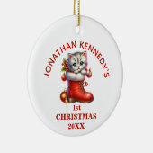 Cute Kitten First Christmas Personalized Keramisch Ornament (Rechts)