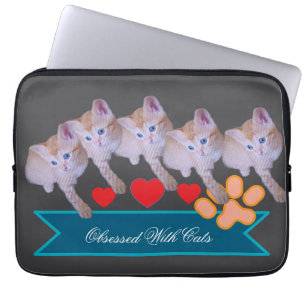 Cute Kitten Foto, Pootafdruk, Humor Tekst Laptop Sleeve