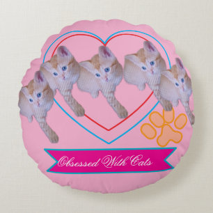Cute Kitten Foto, Tekst, Naam Rond Kussen