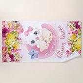 Cute Kitten Friends Blush Pink Flowers Aangepaste  Strandlaken (Voorkant)