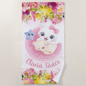 Cute Kitten Friends Blush Pink Flowers Aangepaste  Strandlaken (Voorkant)