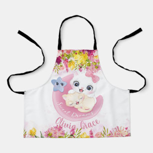 Cute Kitten Friends Blush Pink Flowers Custom Schort