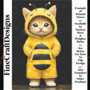 Cute Kitten Gekleed Als Een Hommeltje AK4F Decoupa Tissuepapier