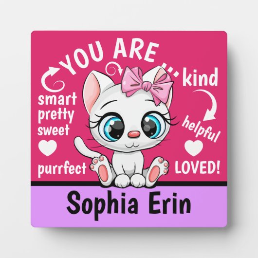 Cute Kitten Gepersonaliseerd Gift Plaque Fotoplaat (Voorkant)