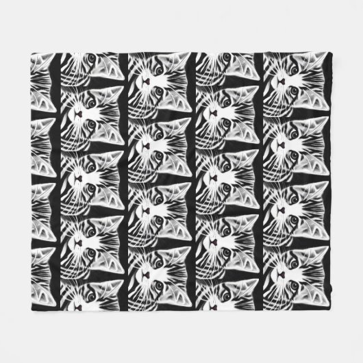 Cute kitten gestript zwart wit fleece deken (Voorkant (Horizontaal))
