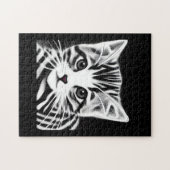 Cute kitten gestript zwart wit legpuzzel (Horizontaal)