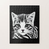 Cute kitten gestript zwart wit legpuzzel (Verticaal)