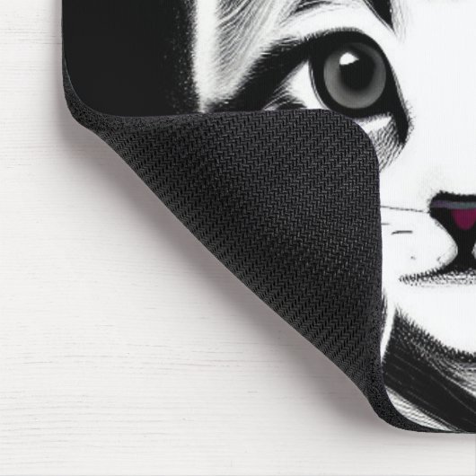 Cute kitten gestript zwart wit muismat (Hoek)