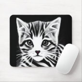 Cute kitten gestript zwart wit muismat (Met muis)