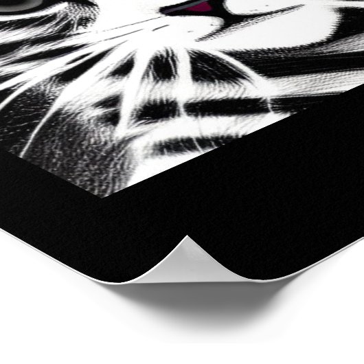 Cute kitten gestript zwart wit poster (Hoek)