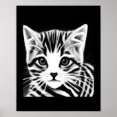 Cute kitten gestript zwart wit poster (Voorkant)