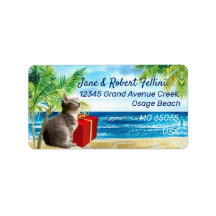 Cute kitten giftbox behalve festive custom label