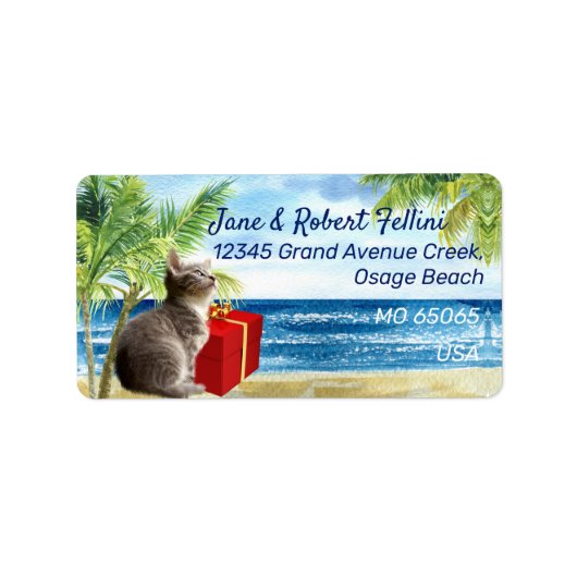 Cute kitten giftbox behalve festive custom label (Voorkant)