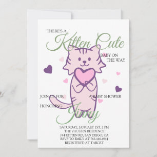 Cute Kitten Girl Baby shower Kaart