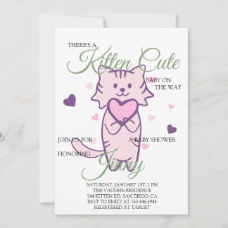 Cute Kitten Girl Baby shower Kaart