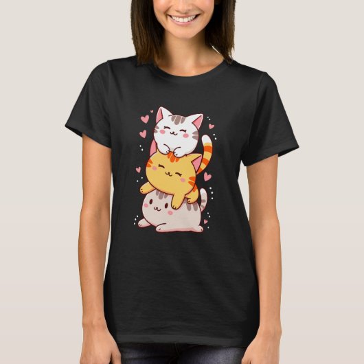 Cute Kitten Grappige Kitty Romantische T-shirt Kat (Voorkant)