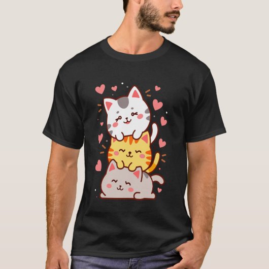 Cute Kitten Grappige Kitty Romantische T-Shirt Kat (Voorkant)