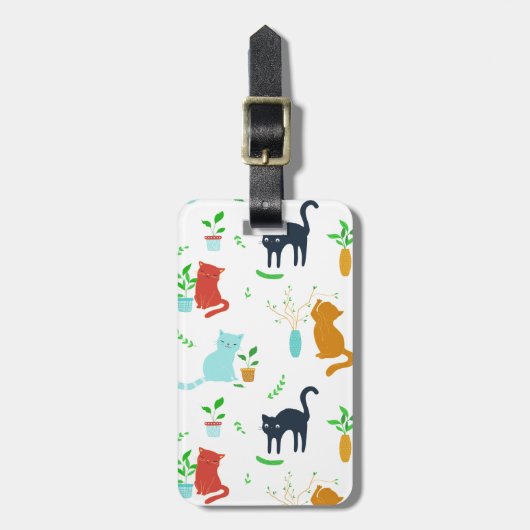 Cute Kitten Greenery Adventure Bagagelabel (Voorkant verticaal)