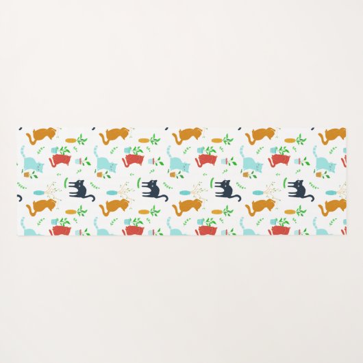 Cute Kitten Greenery Adventure Yogamat (Achterkant (horizontaal))