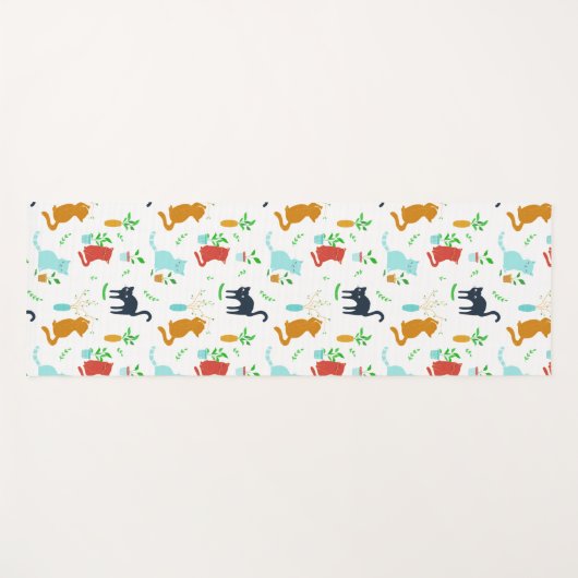 Cute Kitten Greenery Adventure Yogamat (Voorkant (horizontaal))