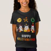 Cute Kitten Halloween Cat Happy Halotha T-shirt (Voorkant)