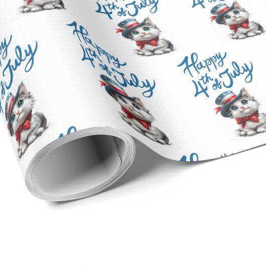 Cute Kitten Happy 4 juli cadeauverpakkings papier (Rol Hoek)
