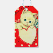 Cute Kitten Heart  Cat Retro Kat Cadeaulabel (Voorkant)