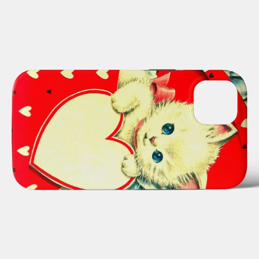 Cute Kitten Heart  Cat Retro Kat Case-Mate iPhone Case (Achterkant (horizontaal))