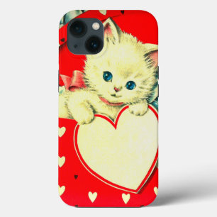 Cute Kitten Heart  Cat Retro Kat Case-Mate iPhone Case