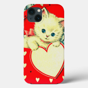 Cute Kitten Heart  Cat Retro Kat Case-Mate iPhone Case
