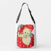Cute Kitten Heart Cat Retro Kat Crossbody Tas (Achterkant)
