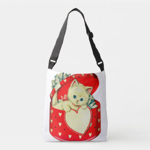 Cute Kitten Heart  Cat Retro Kat Crossbody Tas