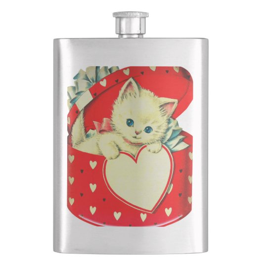 Cute Kitten Heart  Cat Retro Kat Flacon (Voorkant)