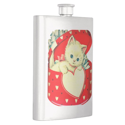 Cute Kitten Heart Cat Retro Kat Flacon (Rechts)