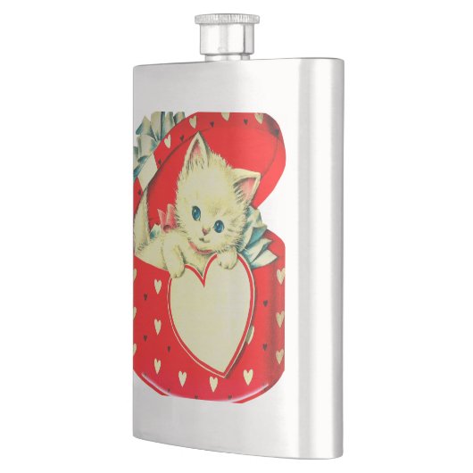 Cute Kitten Heart  Cat Retro Kat Flacon (Links)