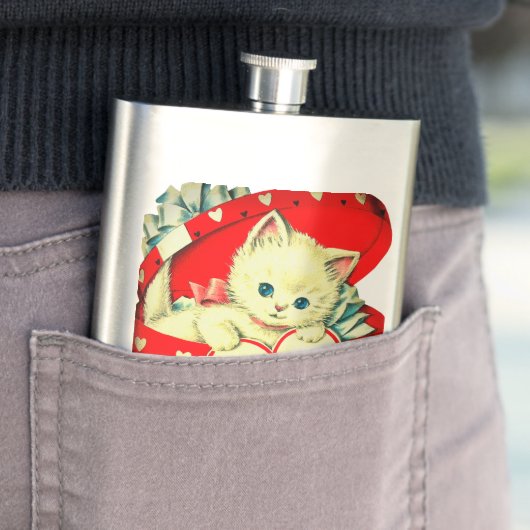 Cute Kitten Heart  Cat Retro Kat Flacon (Voorbeeld)