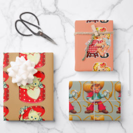 Cute Kitten Heart  Cat Retro Kat Inpakpapier Vel