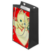 Cute Kitten Heart  Cat Retro Kat Klein Cadeauzakje (Voorkant Gekanteld)