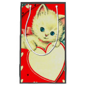 Cute Kitten Heart  Cat Retro Kat Klein Cadeauzakje (Voorkant)
