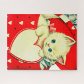 Cute Kitten Heart  Cat Retro Kat Legpuzzel (Horizontaal)