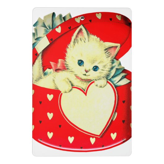 Cute Kitten Heart  Cat Retro Kat Mini Klembord (Achterkant)