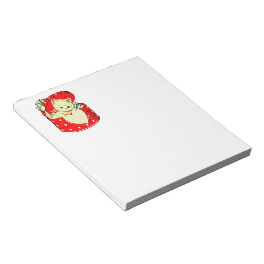 Cute Kitten Heart  Cat Retro Kat Notitieblok (Schuin)
