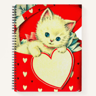 Cute Kitten Heart  Cat Retro Kat Notitieboek