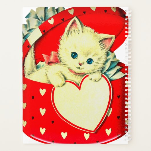 Cute Kitten Heart  Cat Retro Kat Planner (Achterkant)
