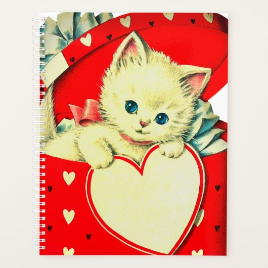 Cute Kitten Heart  Cat Retro Kat Planner (Voorkant)