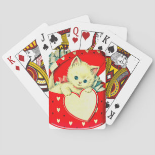 Cute Kitten Heart  Cat Retro Kat Pokerkaarten