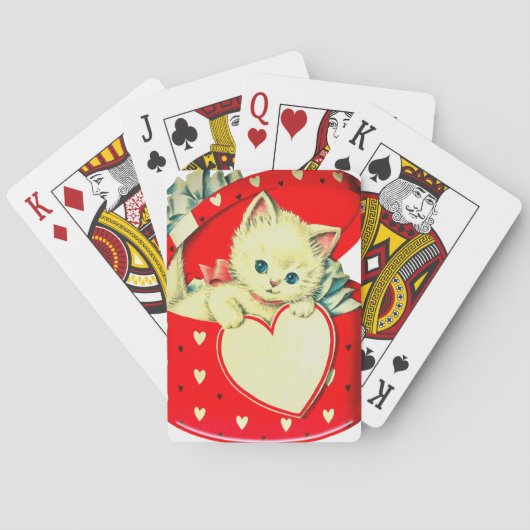 Cute Kitten Heart  Cat Retro Kat Pokerkaarten (Achterkant)