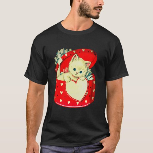 Cute Kitten Heart  Cat Retro Kat T-shirt (Voorkant)