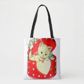 Cute Kitten Heart  Cat Retro Kat Tote Bag (Voorkant)