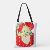Cute Kitten Heart Cat Retro Kat Tote Bag (Achterkant)